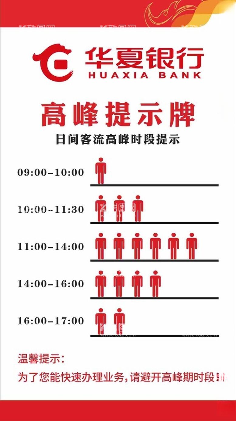 编号：25321812221145234508【酷图网】源文件下载-华夏银行高峰提示牌