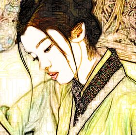 古风手绘静女