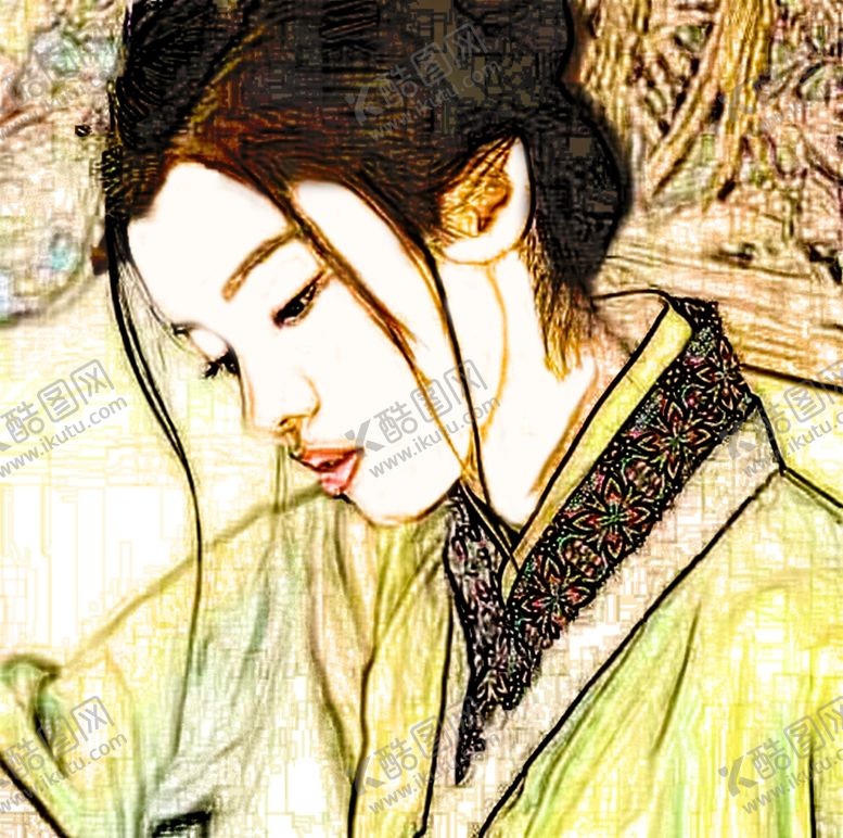 编号：86077106280656311595【酷图网】源文件下载-古风手绘静女