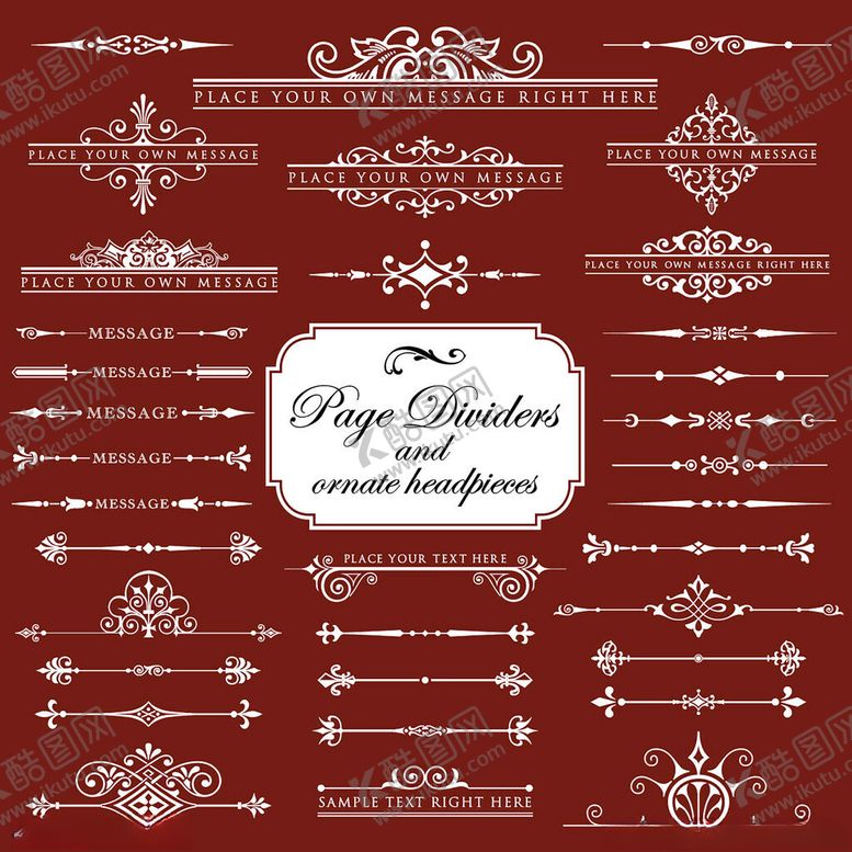 编号：88419510310438468628【酷图网】源文件下载-复古红色装饰元素设计素材