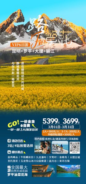 云南一路繁花旅游海报