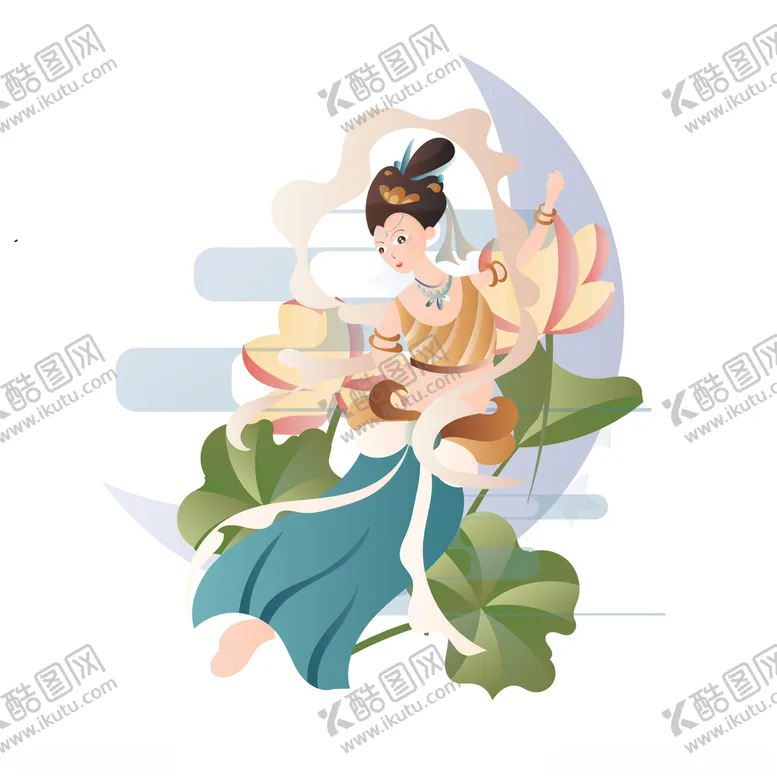 编号：78068303261453078867【酷图网】源文件下载-矢量中式复古敦煌壁画人物装饰