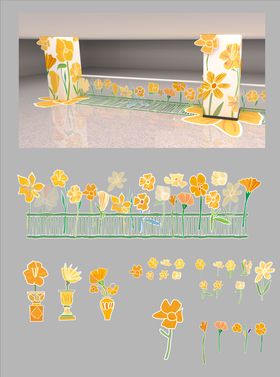 现代商场商业春季花朵美陈装饰