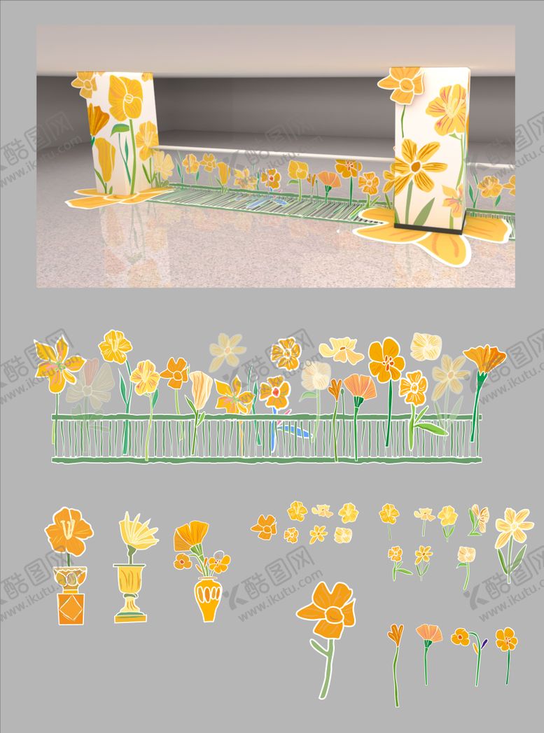 编号：74059603041244174496【酷图网】源文件下载-现代商场商业春季花朵美陈装饰