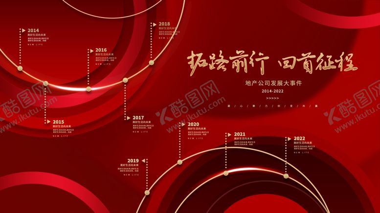 编号：80298211021030533537【酷图网】源文件下载-红色简约公司企业发展历程展板