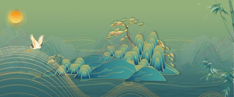 编号：89434007062320492336【酷图网】源文件下载-新中式山水