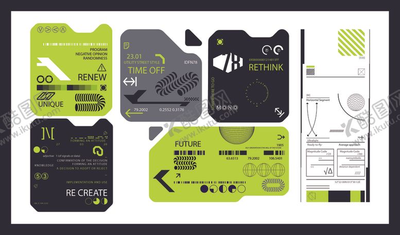 编号：70346011012239147370【酷图网】源文件下载-创意荧光系品牌设计物料