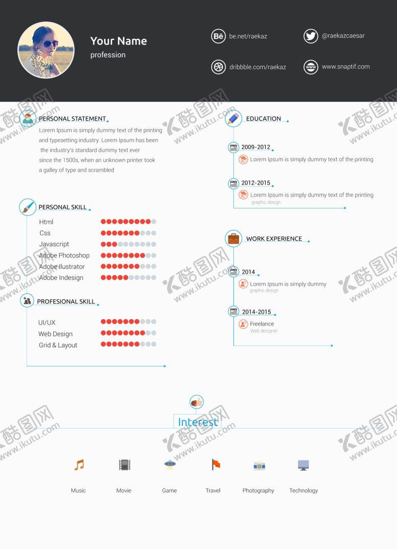 编号：60897309231305244405【酷图网】源文件下载-简历模板设计