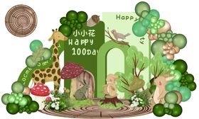 森系兔子动物百日宴