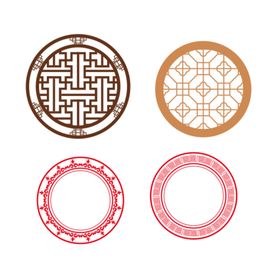 中式边框花图案标题花纹花