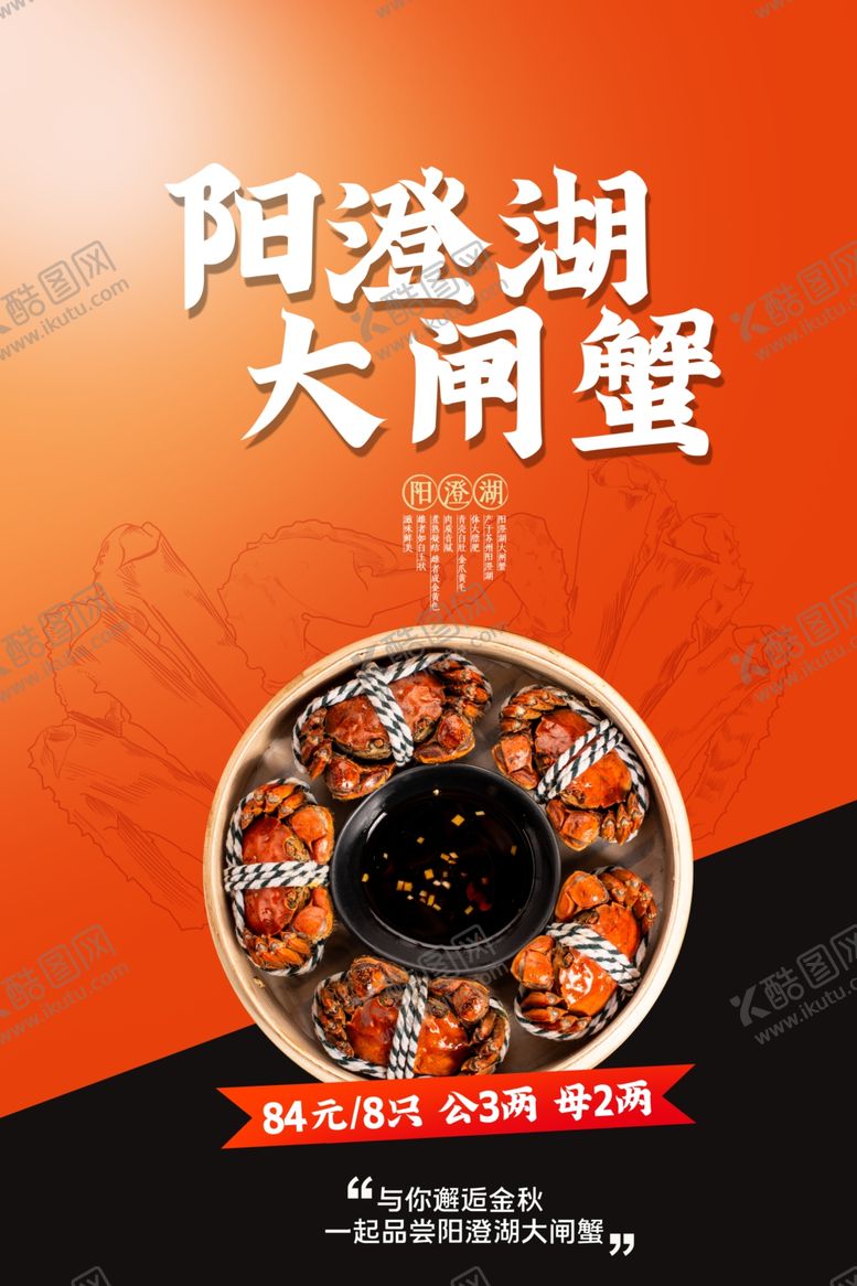 编号：27117104180757048773【酷图网】源文件下载-大闸蟹美食销海报psd促广告模