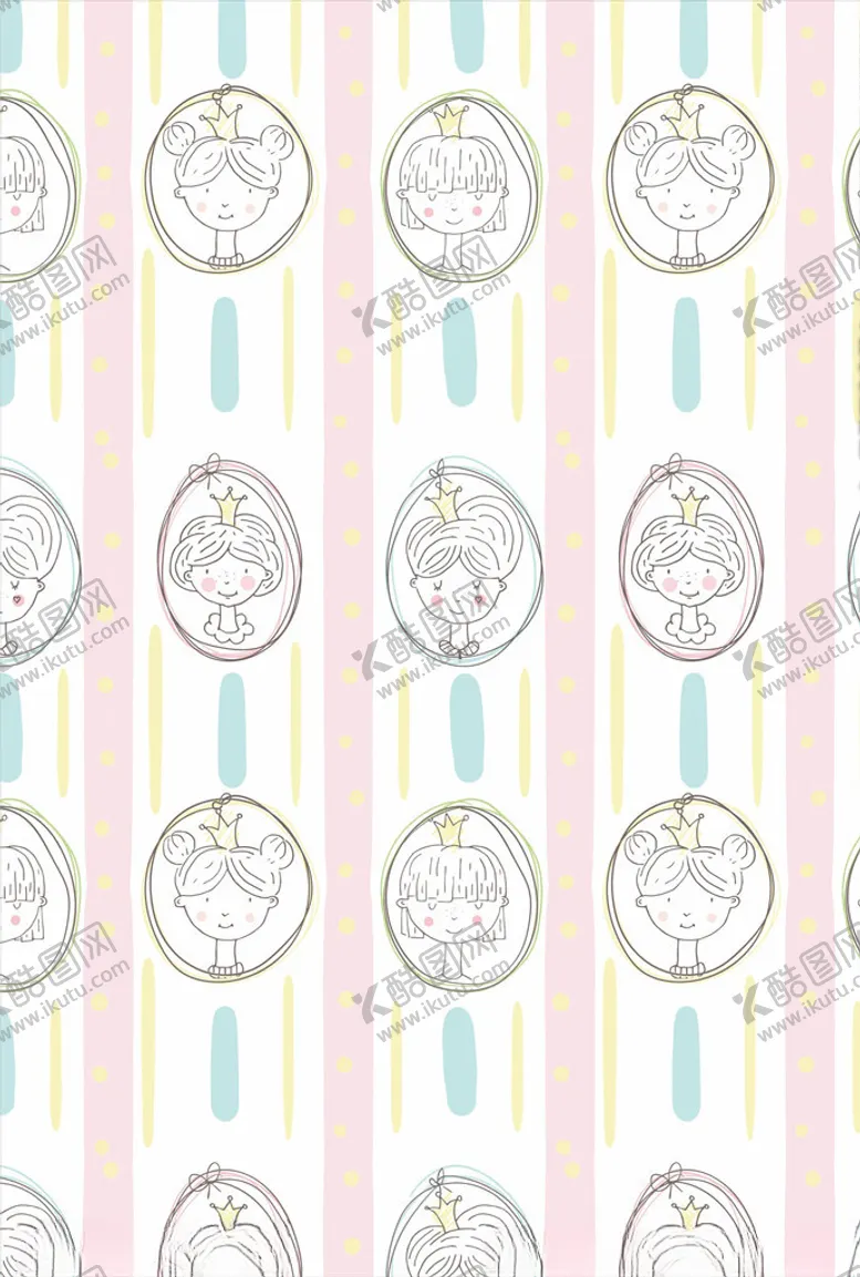 编号：79613707052225131512【酷图网】源文件下载-卡通花型女孩满印布匹