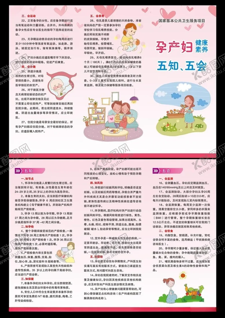 编号：78534502061516151573【酷图网】源文件下载-孕产妇健康素养五知五会折页