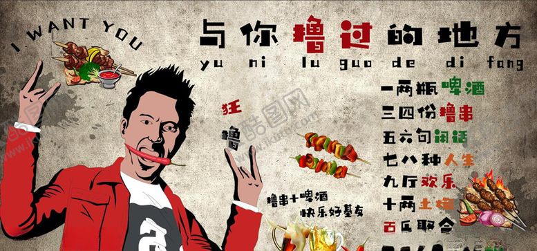 编号：49502109181145344609【酷图网】源文件下载-烧烤背景墙