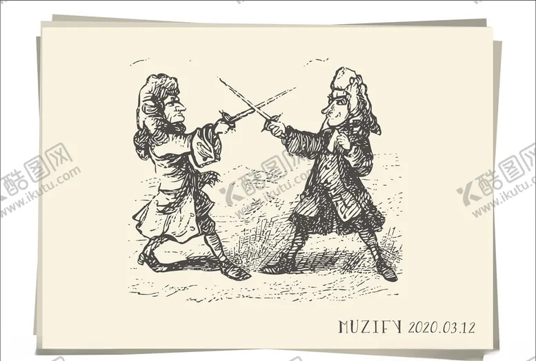 编号：44829409100255464050【酷图网】源文件下载-击剑决斗的贵族男子