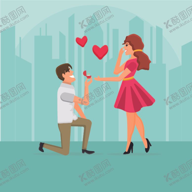 编号：63055804240951507922【酷图网】源文件下载-卡通人物求婚