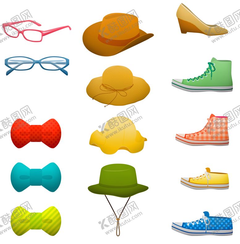 编号：67062010271323271156【酷图网】源文件下载-眼镜帽子鞋
