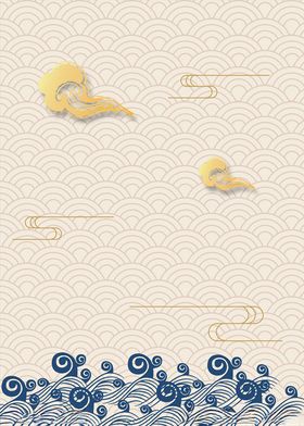 蓝色海浪矢量背景素材