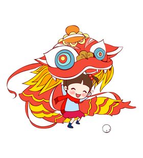 舞狮插画喜庆2024新春龙年