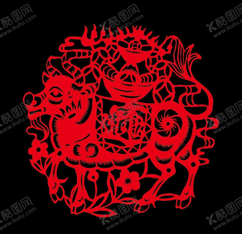 编号：72191110210421206917【酷图网】源文件下载-牛年剪纸图片