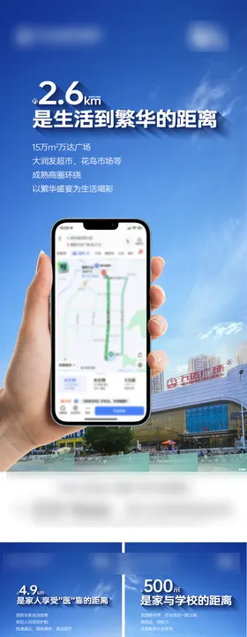 地产导航距离价值点系列海报