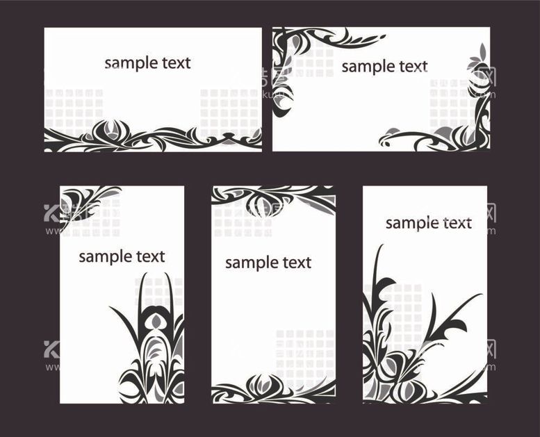 编号：41485412040450344401【酷图网】源文件下载-黑白花纹矢量卡片模版