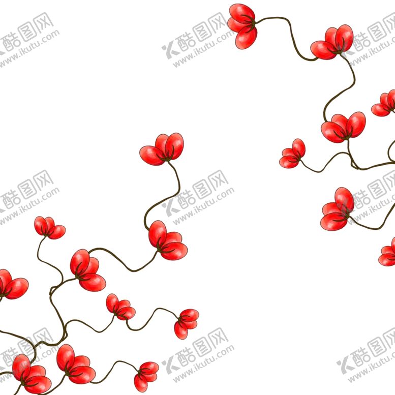 编号：72256406171044317400【酷图网】源文件下载-红色花朵植物元素