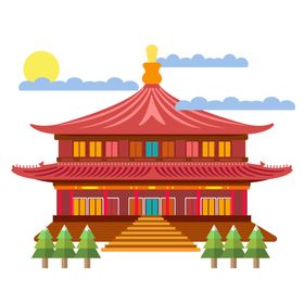 手绘古建筑