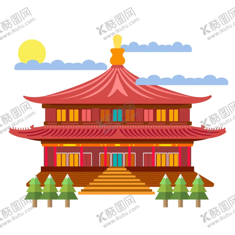 编号：73559404300919414128【酷图网】源文件下载-手绘古建筑