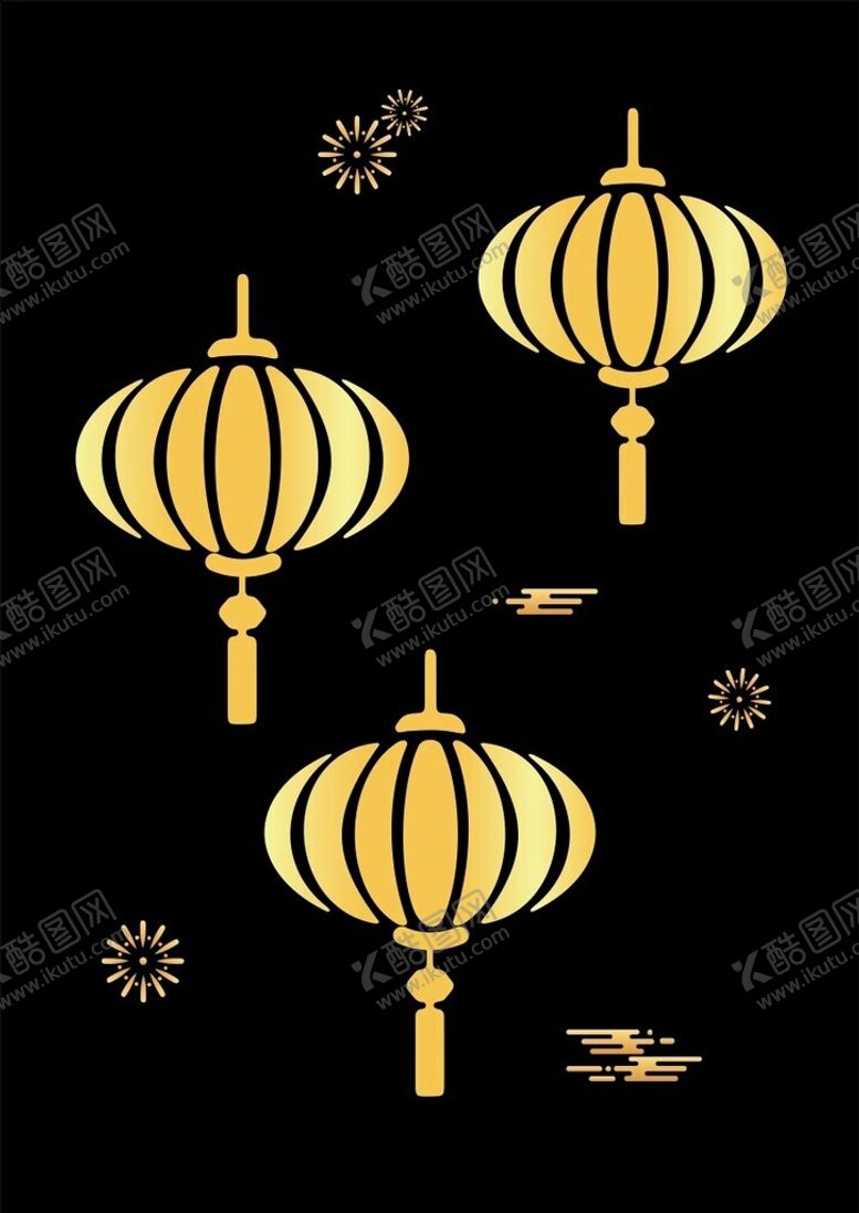 编号：83218301121438137157【酷图网】源文件下载-金色灯笼线稿图