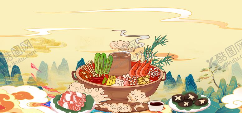 编号：94513209181504084526【酷图网】源文件下载-美食国潮背景