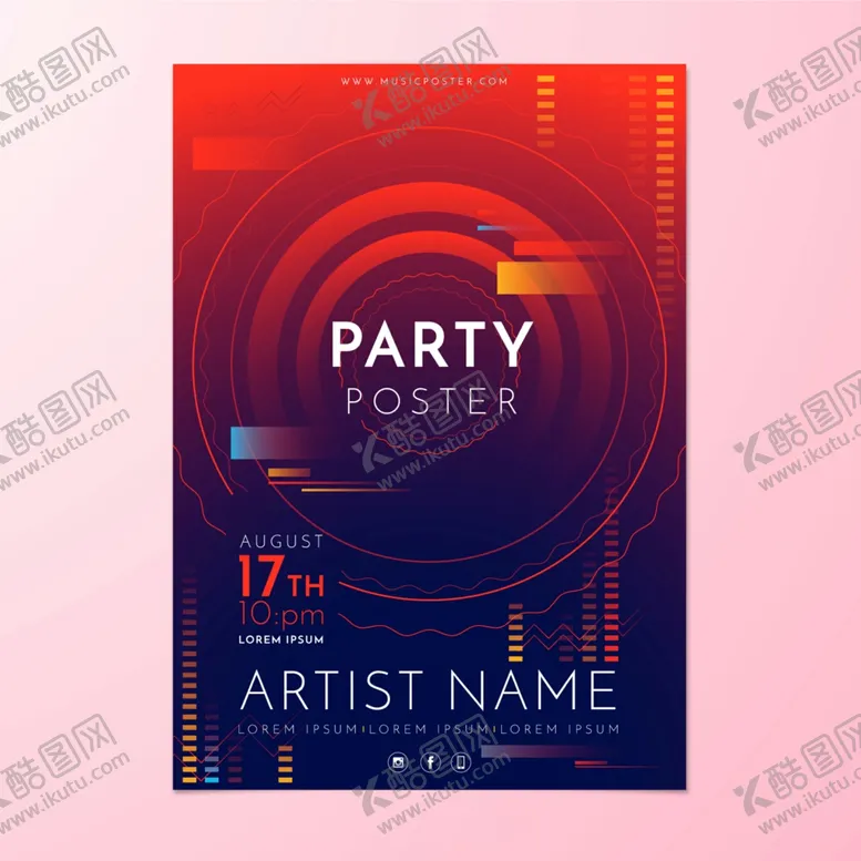 编号：94599209120634309621【酷图网】源文件下载-时尚几何抽象音乐主题海报模板