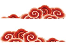祥云古典红色渐变花边花纹