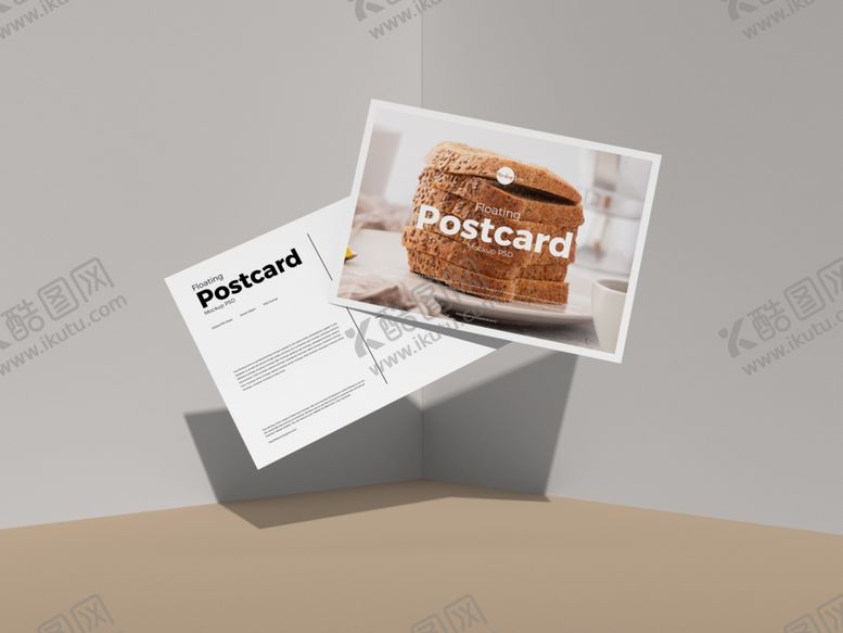 编号：48794609250519353484【酷图网】源文件下载-浮动明信片样机