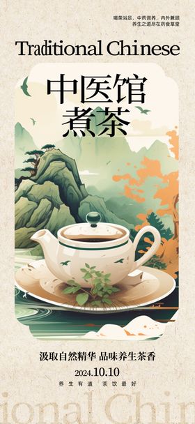 中医馆茶饮宣传海报