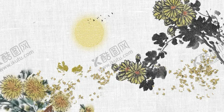 中国风背景元素画小清新