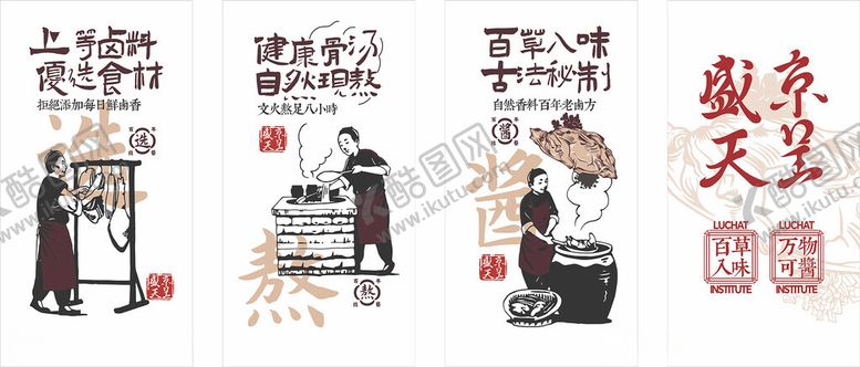 编号：15904701270826573104【酷图网】源文件下载-盛京天呈卤料美食插画形象墙