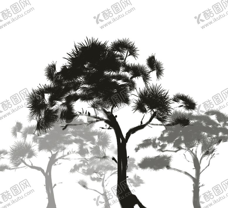 编号：71056507131116302302【酷图网】源文件下载-水墨中国风迎客松