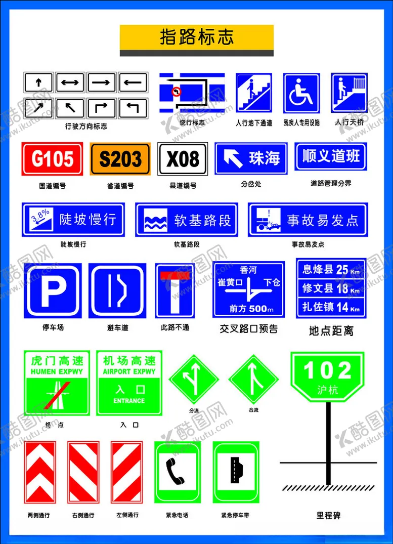编号：48443104250911311311【酷图网】源文件下载-交通指示标志大全展示