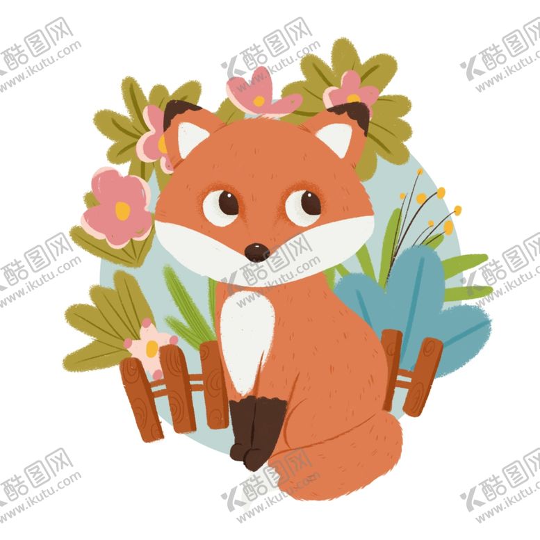 编号：93300204281821358810【酷图网】源文件下载-花丛边的狐狸
