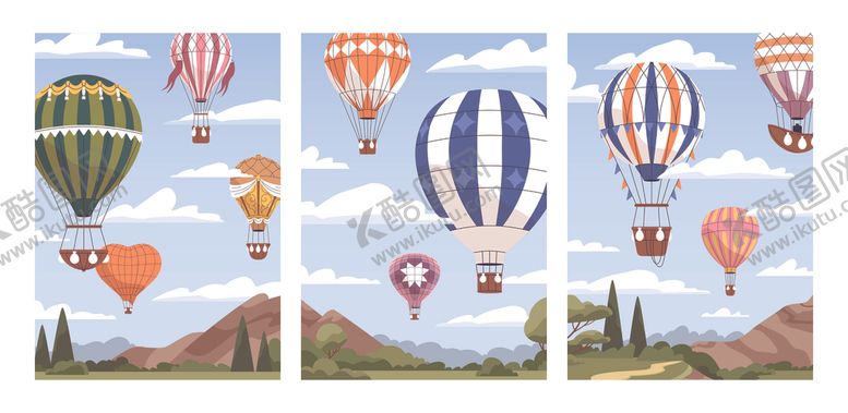 编号：51279209250633587842【酷图网】源文件下载-热气球风景插画