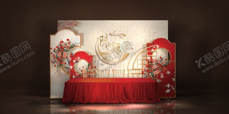 编号：87500804252026192550【酷图网】源文件下载-大气红金中式婚礼效果图