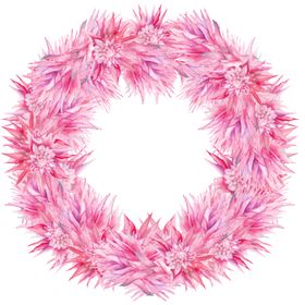 夏日水彩绘画花朵花圈
