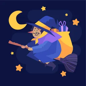 卡通魔女巫万圣节法
