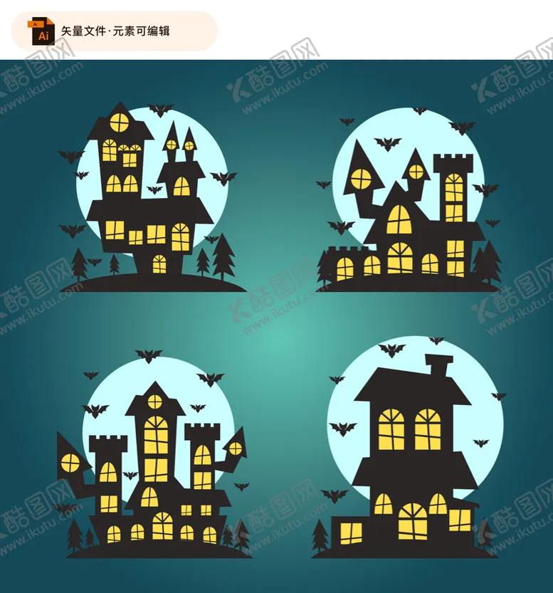 编号：14398609160805084706【酷图网】源文件下载-万圣节城堡矢量素材古堡魔鬼