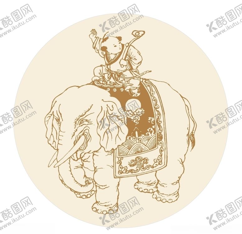 编号：34292406290815224546【酷图网】源文件下载-大象白描吉象吉祥