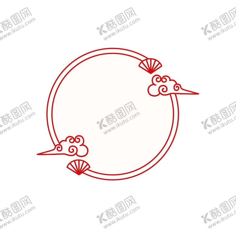 编号：73942609141106007832【酷图网】源文件下载-中国红扇子祥云松树边框套图