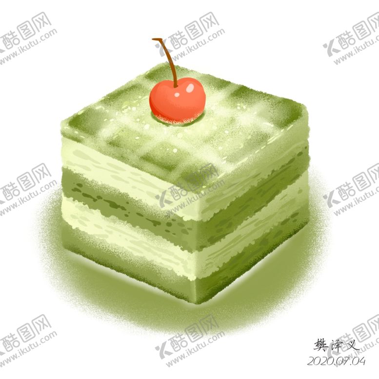 编号：23288605180322084591【酷图网】源文件下载-PS鼠绘抹茶蛋糕
