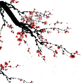 水墨梅花卉背景红腊中国风