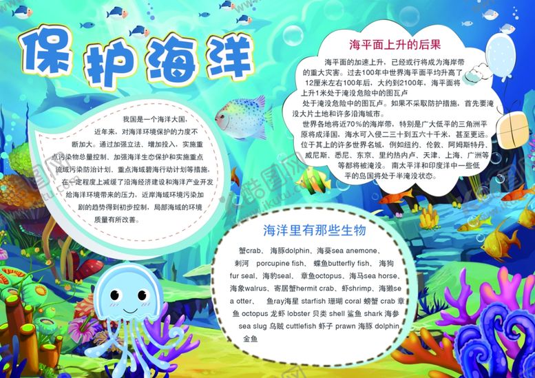 编号：46385404170633032127【酷图网】源文件下载-保护海洋手抄报